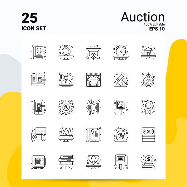 25 Аукционный набор икон. 100% редактируемый EPS 10 файлов. Логотип C — стоковый вектор