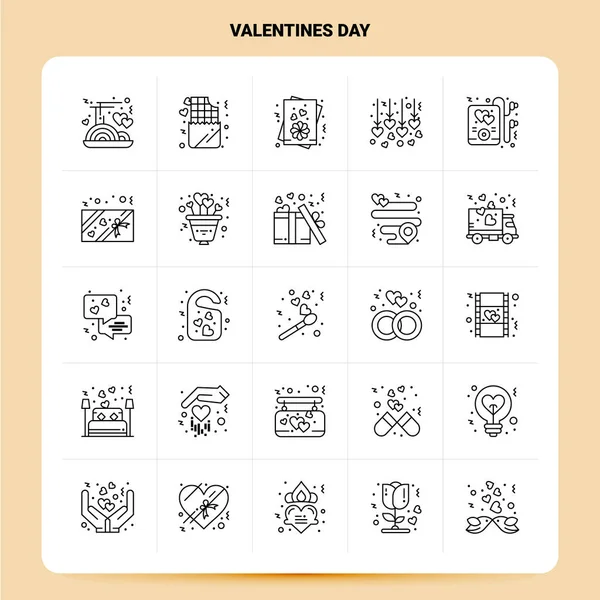 Набор значков Дня Святого Валентина OutLine 25. Дизайн векторной линии — стоковый вектор
