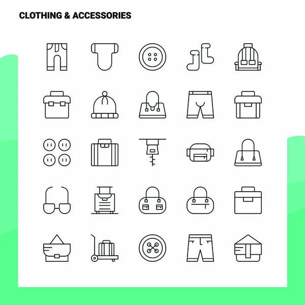 Set of Clothing & Accessories Line Icon set 25 Icons. Vector Min — Stock Vector