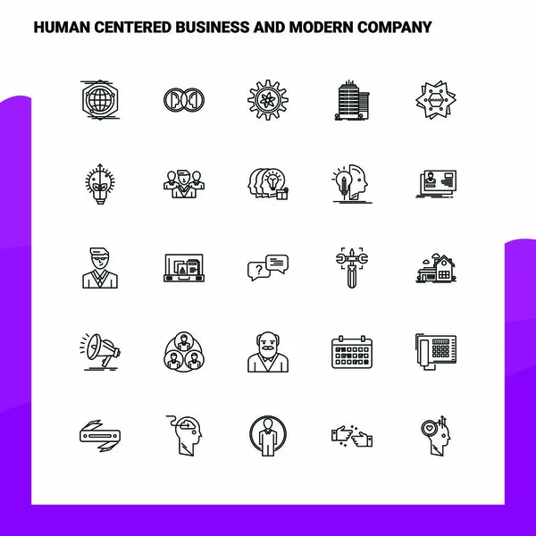 Set menschenzentrierter Unternehmen und moderner Unternehmenslinien-Icons — Stockvektor
