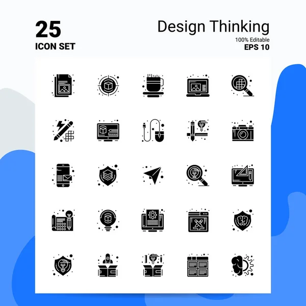 25 Tasarım Düşünme Simgesi Seti. % 100 Düzenlenebilir Eps 10 Dosyası. İşlerName — Stok Vektör