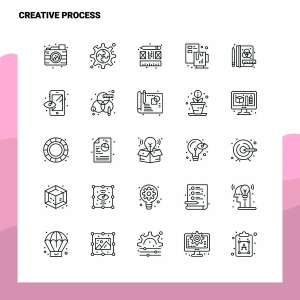 Набор иконки Creative Process Line - 25 икон. Вектор развития — стоковый вектор