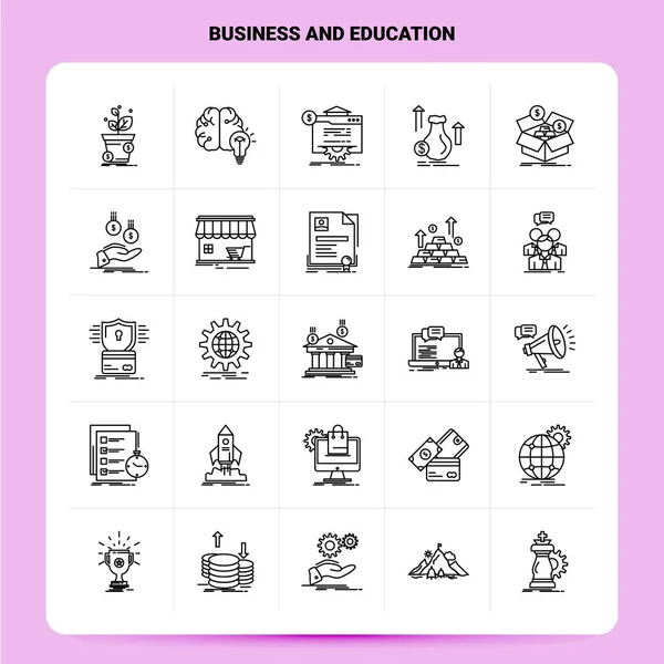 Набір піктограм OutLine 25 Business and Education. Векторна лінія Стиль De — стоковий вектор