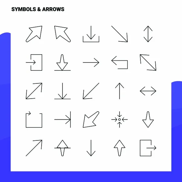 Set of Symbols & Arrows Line Icon set 25 Icons. Vector Minimalis — Stock Vector