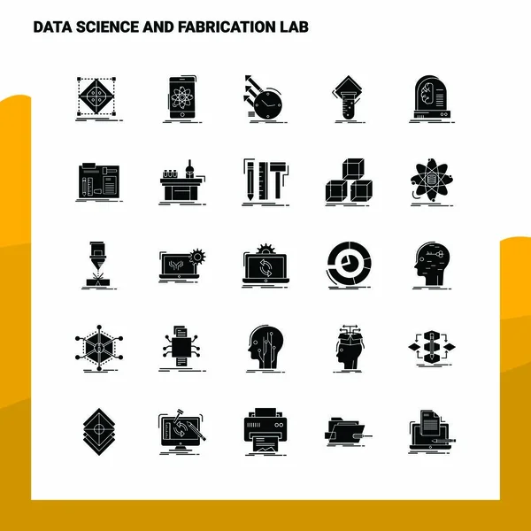 25 data vetenskap och tillverkning Lab Ikon set. Fast glyf-ikon V — Stock vektor