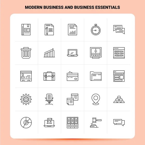 Esboço 25 Negócios modernos e fundamentos de negócios Conjunto de ícones. Vec — Vetor de Stock