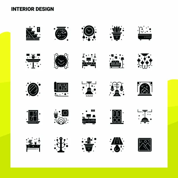 25 наборов для дизайна интерьеров. Икона "Вектор" — стоковый вектор