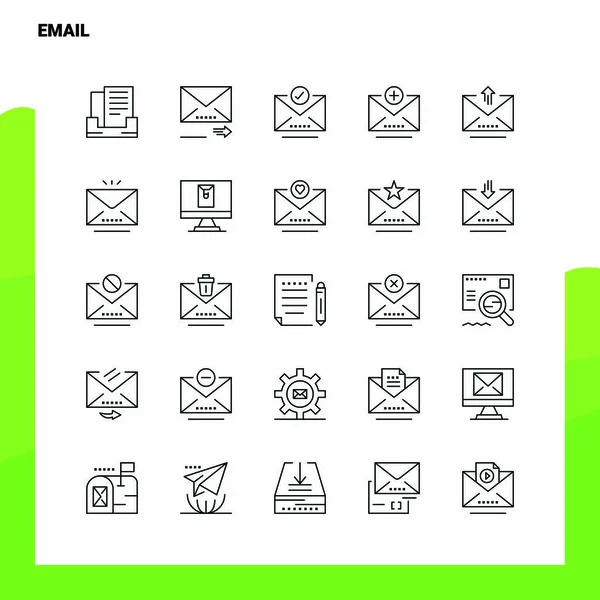 Sada ikon řádku e-mailu Sada 25 ikon. Vektorový minimalismus Des — Stockový vektor