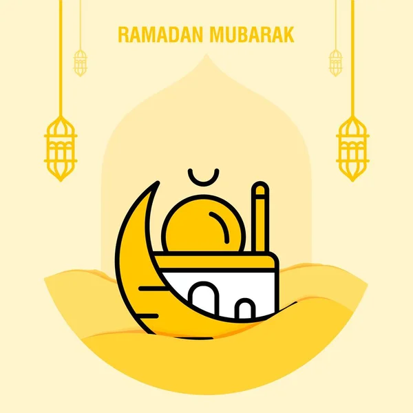 Ramadan kareem saluto modello islamico mezzaluna e arabo lan — Vettoriale Stock