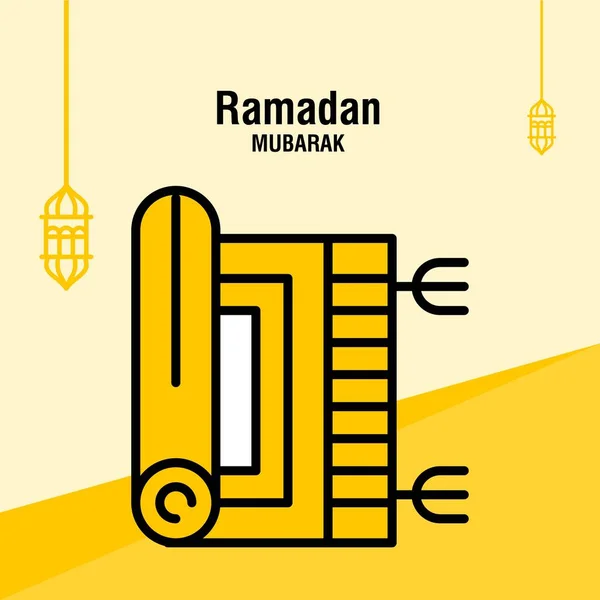 Ramadán kareem plantilla de saludo islámico creciente y árabe lan — Vector de stock