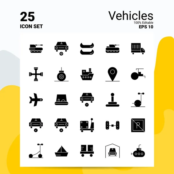 25 Vehicles Icon Set. 100% Editable EPS 10 Files. Business Logo — Stock Vector