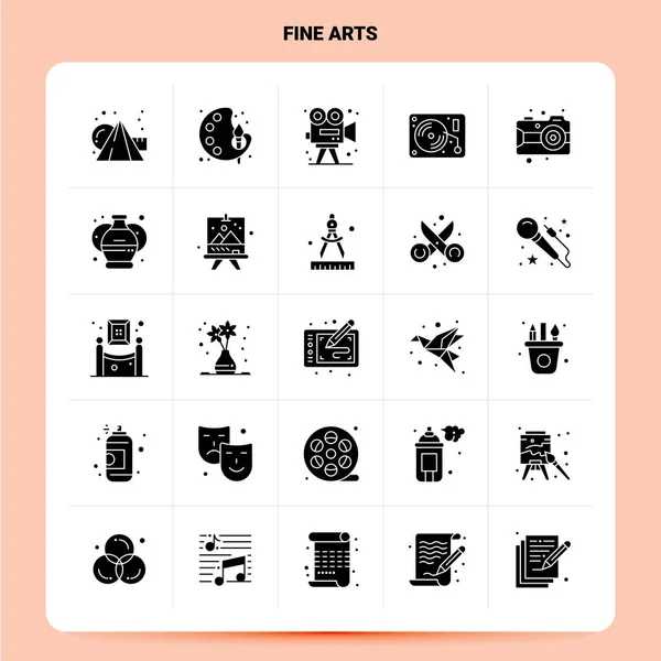 Sólido 25 Conjunto de iconos de Bellas Artes. Diseño de estilo de glifo vectorial negro Ico — Archivo Imágenes Vectoriales