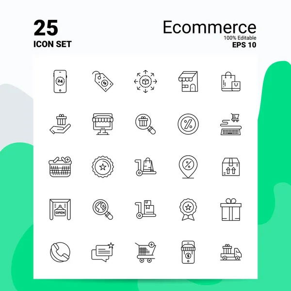 25 Set di icone e-commerce. File EPS 10 modificabili al 100%. Logo aziendale — Vettoriale Stock