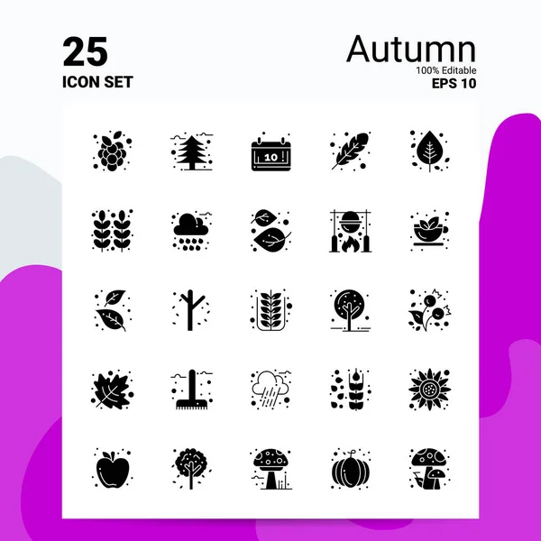 25 Podzimní ikona nastavena. 100% editovatelné soubory Eps10. Business Logo Co — Stockový vektor