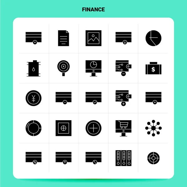 Solid 25 Finance Icon set. Vector Glyph Style Design Black Icons — Stock Vector