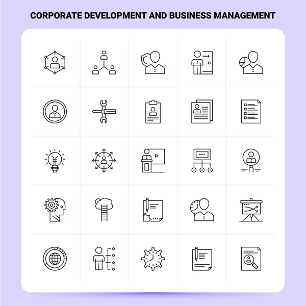 Esquema 25 Desarrollo corporativo y gestión empresarial Icono se — Archivo Imágenes Vectoriales