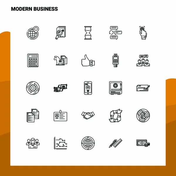 Satz von modernen Business Line Icons mit 25 Icons. Vektorminimalismus — Stockvektor