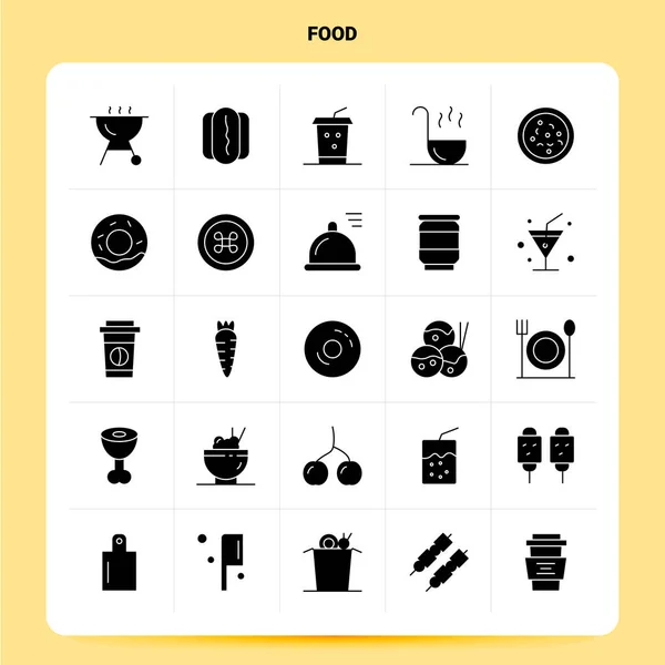Solid 25 Food Icon set. Vector Glyph Style Design Black Icons Se — Stock Vector