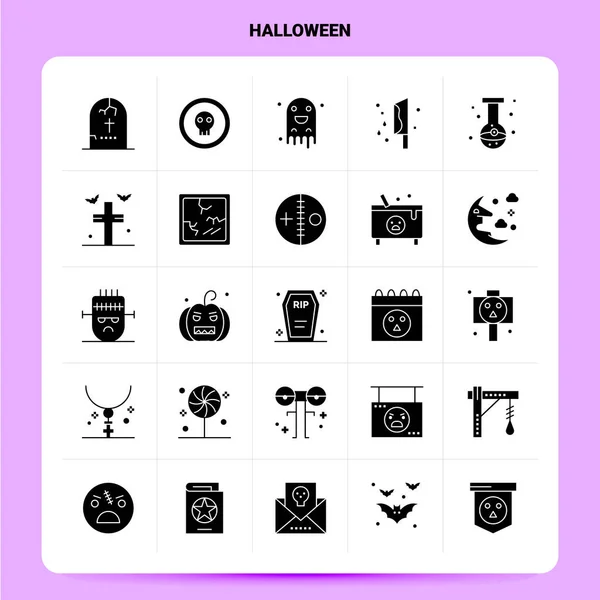 Solide 25 Halloween-Symbol-Set. Vektor-Glyphen-Stil Design schwarz ico — Stockvektor