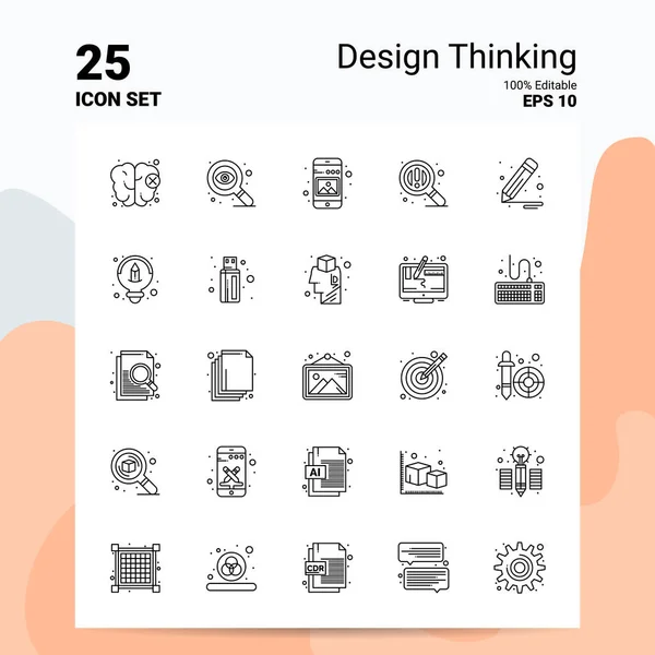 25 Tasarım Düşünme Simgesi Seti. % 100 Düzenlenebilir Eps 10 Dosyası. İşlerName — Stok Vektör