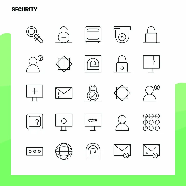 Set von Sicherheitsleitungssymbolen mit 25 Symbolen. Vektor Minimalismus Stil — Stockvektor