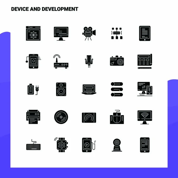 25设备和开发图标集。 固体冰晶Icon矢量Illu — 图库矢量图片