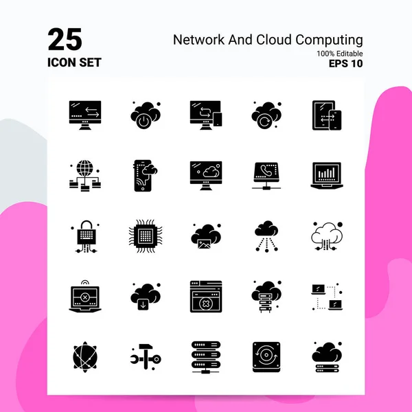 25网络和云计算图标集。 100%可编辑Eps 10 Fi — 图库矢量图片