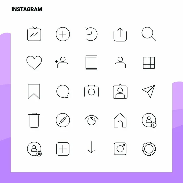 Набор Instagram Line Icon содержит 25 икон. Векторный минимализм — стоковый вектор