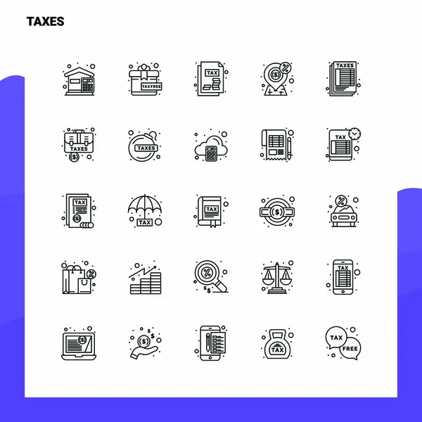 Set de Iconos de Línea de Impuestos set 25 Iconos. Vector minimalismo estilo Des — Vector de stock