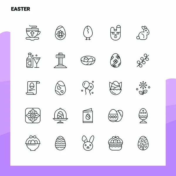 Set de Iconos Easter Line Set 25 Iconos. Vector minimalismo estilo De — Vector de stock