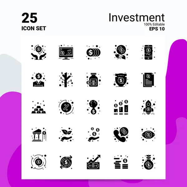 25 Conjunto de iconos de inversión. Archivos EPS 10 100% editables. Registro de empresas — Vector de stock