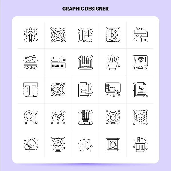 OutLine 25 Conjunto de ícones de design gráfico. Design de estilo de linha vetorial B — Vetor de Stock