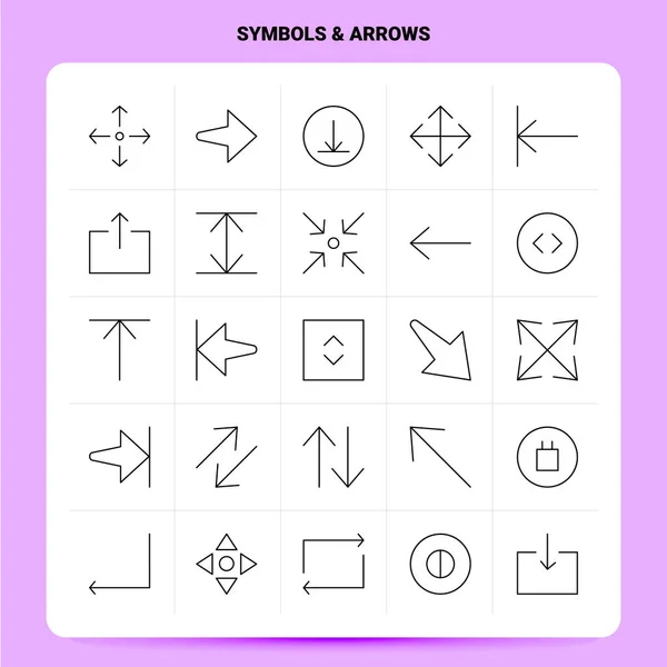 Disposition 25 Symboler & pilar ikonen set. Vektorlinjestil Design B — Stock vektor