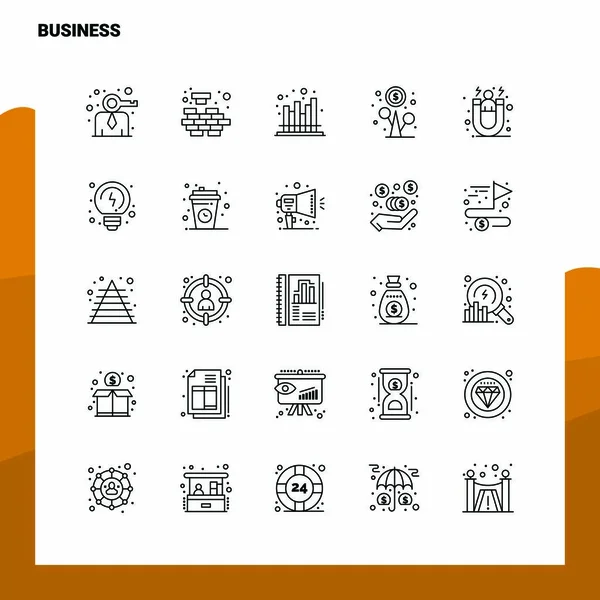 Set von Business Line Icons mit 25 Icons. Vektor Minimalismus Stil — Stockvektor