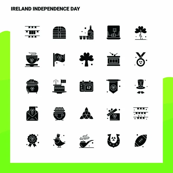 25 Ireland Independence Day Icon set. Solid Glyph Icon Vector Il — Stock Vector