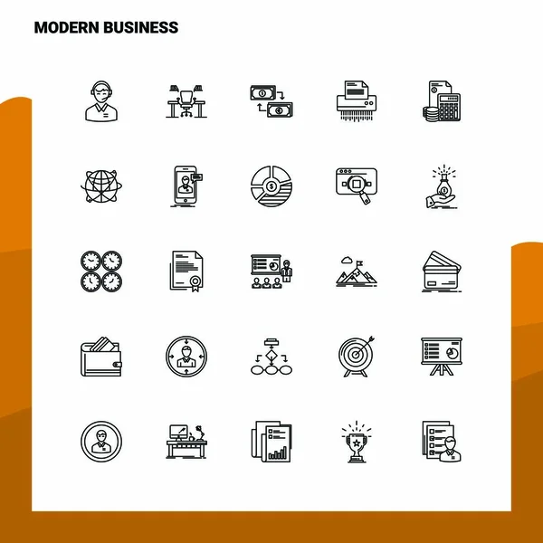 Набор икон Modern Business Line Icon - 25 икон. Векторный минимализм — стоковый вектор