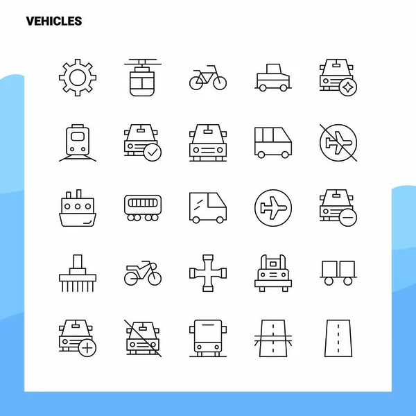 Set of Vehicles Line Icon set 25 Icons. Vector Minimalism Style — Stock Vector