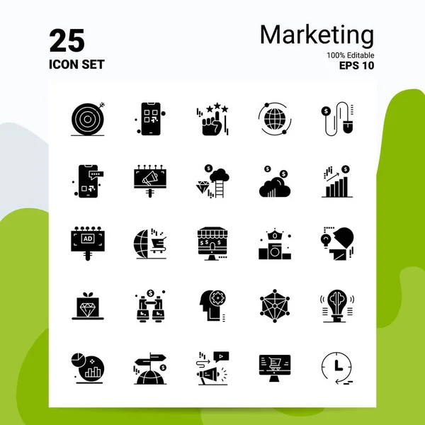 25 Ensemble d'icônes marketing. Fichiers EPS 10 100 % modifiables. Logo d'entreprise — Image vectorielle