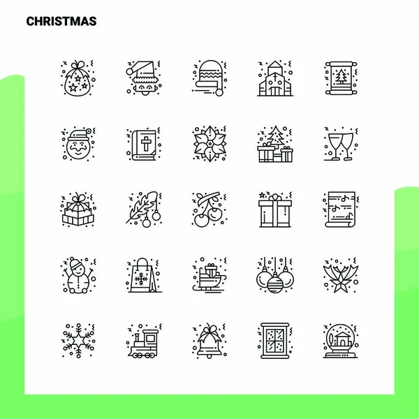 Set of Christmas Line Icon set 25 Icons. Vector Minimalism Style — Stock Vector