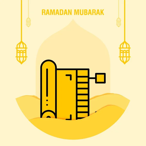 Ramadan kareem saluto modello islamico mezzaluna e arabo lan — Vettoriale Stock