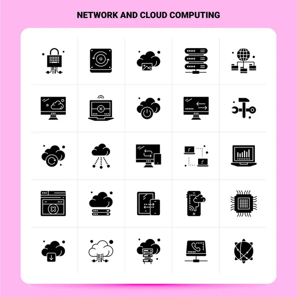 固态25网络和云计算图标集。 病媒Glyph Styl — 图库矢量图片