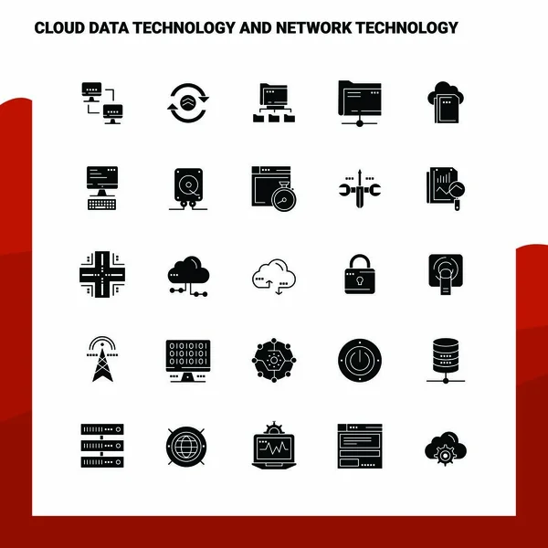 25云数据技术和网络技术图标集。 坚实的 — 图库矢量图片