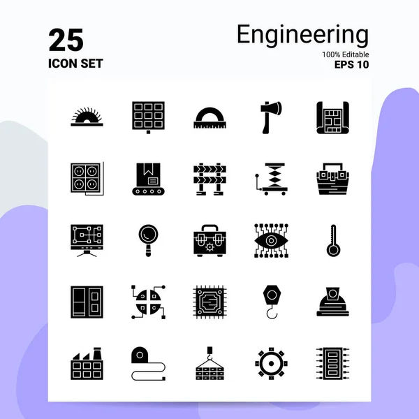 25 Инженерный набор икон. 100% редактируемый EPS 10 файлов. Business Lo — стоковый вектор