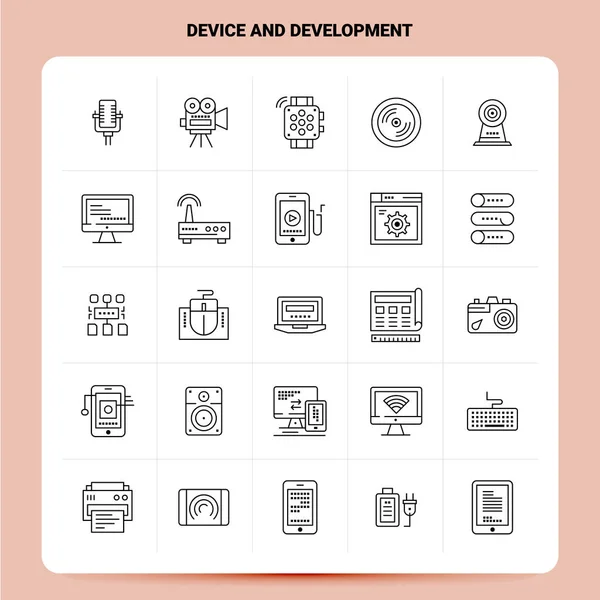 Набор иконок OutLine 25 Device And Development Icon. Векторная линия стиля де — стоковый вектор