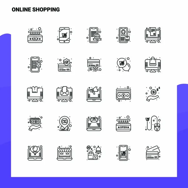 Set of Online Shopping Line Icon set 25 Icons. Vector Minimalism — Stock Vector