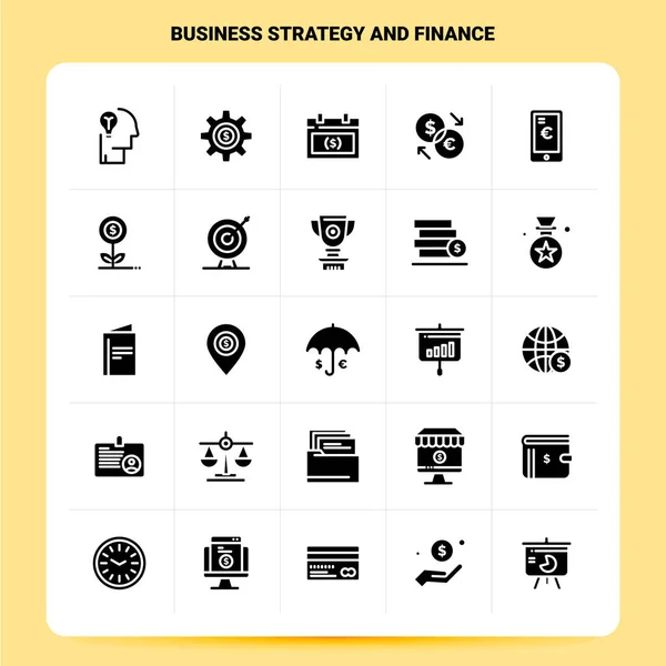 ソリッド25事業戦略と財務アイコンセット。ベクトルグリフセット — ストックベクタ