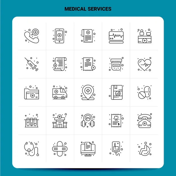 Περίγραμμα 25 Ιατρική Υπηρεσία Εικονίδιο. Σχεδιασμός στυλ γραμμής διανύσματος B — Διανυσματικό Αρχείο