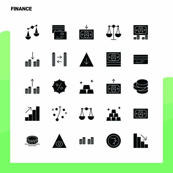 25 Ensemble d'icônes financières. Illustration vectorielle d'icône de glyphe solide Templa — Image vectorielle