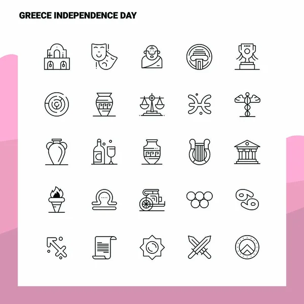 Set van Griekenland Independence Day Line Pictogram set 25 Pictogrammen. Vector Mi — Stockvector