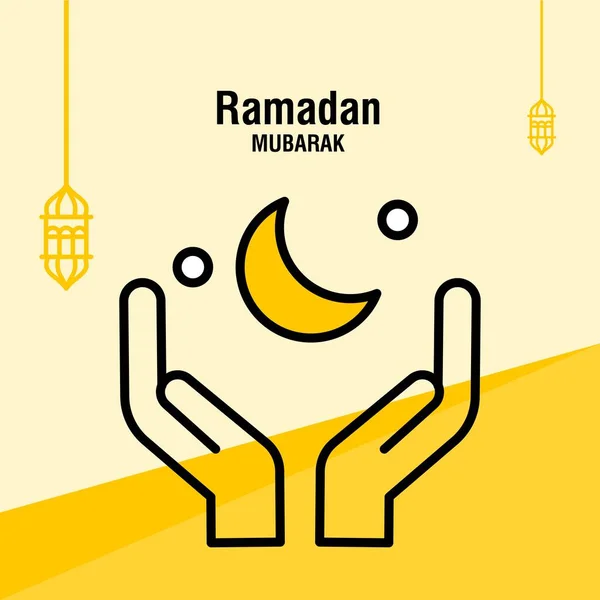 Ramadan Kareem modelo de saudação islâmica crescente e árabe lan — Vetor de Stock